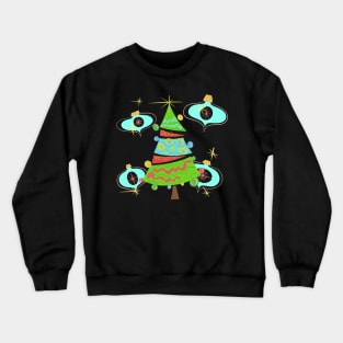 Christmas Tree with Blue Ornaments Vintage MCM Cartoony Crewneck Sweatshirt